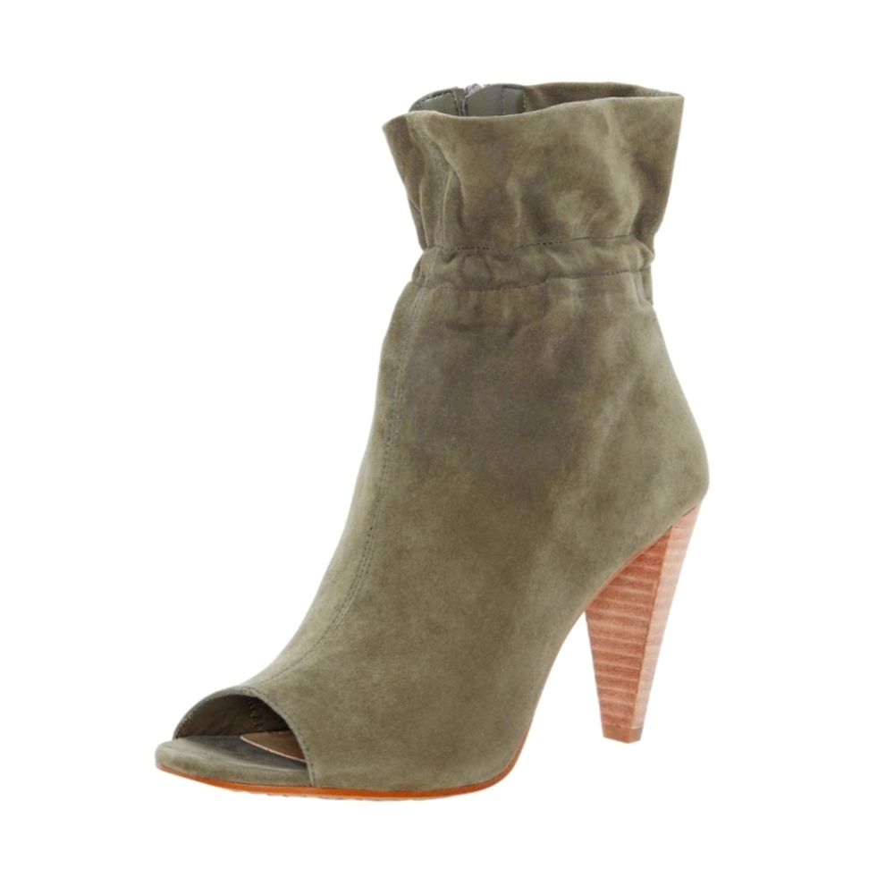 Vince Camuto Addiena  Olive Smock Cone-Heel Booties  True Suede / 8.5